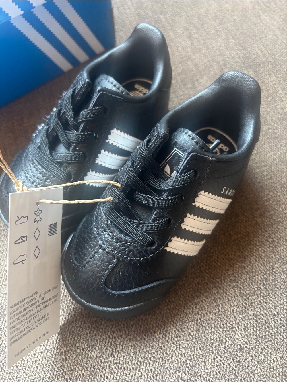 adidas Kids Black Sneakers with White Stripes